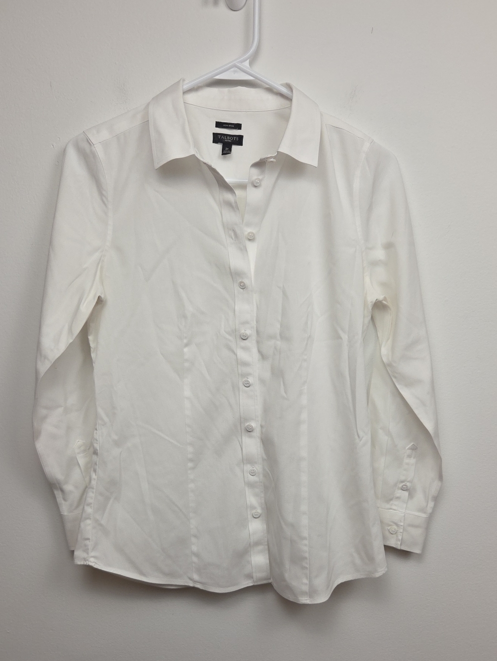 Talbots Women's Classic Non-Iron White Button-Up Dress Shirt Office Career - 2P